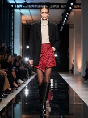 House Of Holland Quilted 100% Silk Skirt